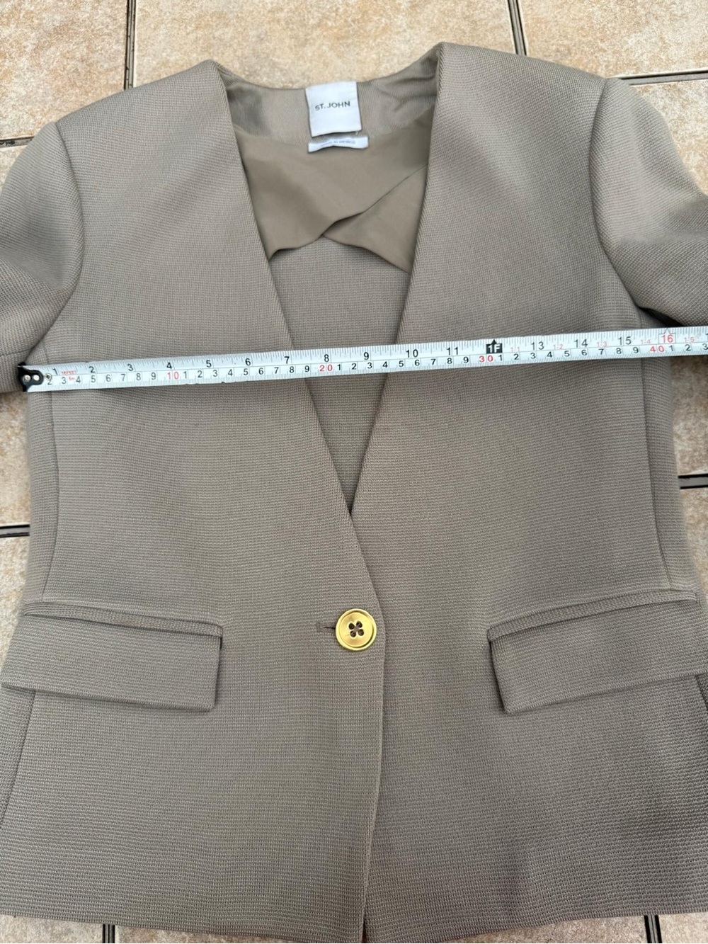 St. John Taupe Wool Two-Piece Skirt Blazer Suit size 2 - Picture 15 of 15